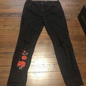 Design Lab Black Jeans with floral stud details
